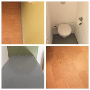 Pic 1, Dirt on floor pic 2, Small bathroom pic 3, dust all over lights pic 4, rubbish on the floor